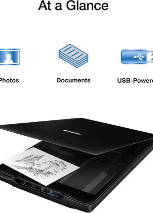 Epson Perfection V19 II Flatbed Photo Scanner 4800 dpi Optical Resolution | USB Power High-Rise Removable Lid for Documents and Old Pictures to Digital Conversion