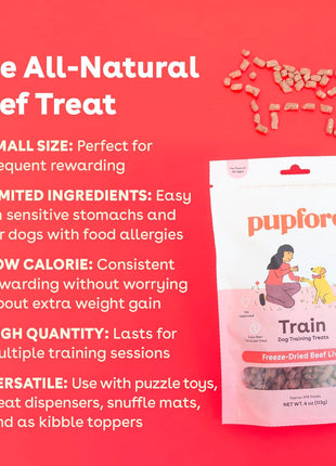 Pupford Freeze Dried Training Treats for Dogs & Puppies, 475+ Three Ingredient Bites (Beef Liver, 4 oz)