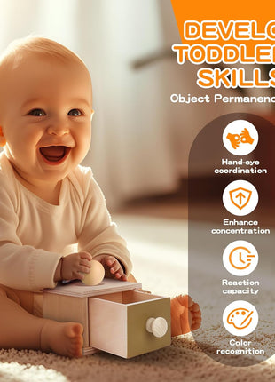 Montessori Toys for Babies 0-6 Months, 6 in 1 Learning Educational Set for Newborn, Toddlers Gifts Includes Spinning Drum, Object Permanence Box, Baby Roller Tummy Time Mirror and More