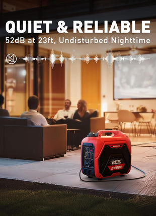 ERAYAK 2400W Portable Inverter Generator for Home Use, Super Quiet Small Generator for Camping Outdoor Emergency Power Backup, Gas Powered Engine, EPA, ECO Mode