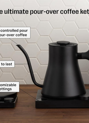 Fellow Stagg EKG Pro Gooseneck Electric Kettle, Brew Timer, 0.9 Liter | To-the-Degree Temp Control, Color LCD, Temp Hold, Stainless Steel, for Pour-Over Coffee & Tea, Quick Heating, Matte Black