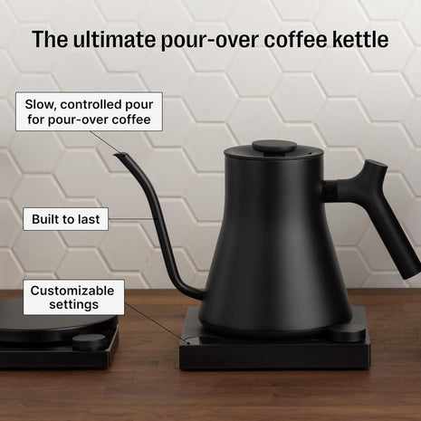 Fellow Stagg EKG Pro Gooseneck Electric Kettle, Brew Timer, 0.9 Liter | To-the-Degree Temp Control, Color LCD, Temp Hold, Stainless Steel, for Pour-Over Coffee & Tea, Quick Heating, Matte Black