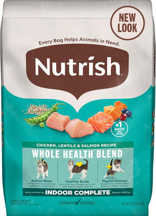 Nutrish Indoor Complete Chicken, Lentils & Salmon Recipe Dry Cat Food 14 lb. Bag, Packaging May Vary (Rachael Ray)