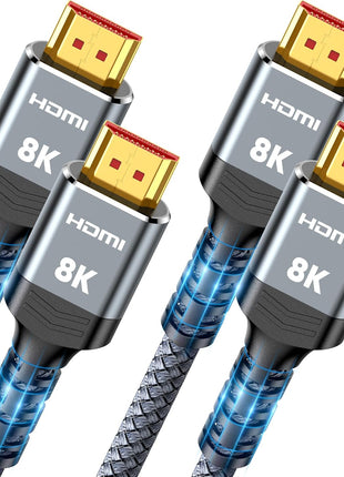 10K 8K HDMI 2.1 Cable 2-Pack 6.6FT, Highwings Certified 48Gbps Ultra High Speed Slim HDMI Cord,Support 4K@120Hz 8K@60Hz, HDCP 2.2&2.3, Dynamic HDR,eARC,DTS:X, Compatible with Roku TV/HDTV/PS5/Blu-ray