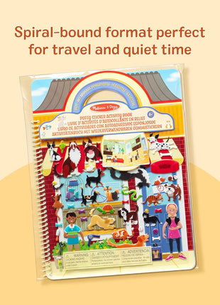 Melissa & Doug Pet Place Puffy Sticker Activity Book – 115 Reusable Stickers with 10 Background Scenes, Pet-Themed Mess Free Travel Toys for Kids Ages 4+ - FSC Certified