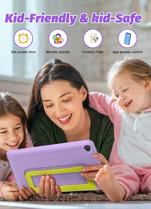 URAO Kids Tablet, Android 15 Tablet for Kids 10 inch Octa-Core with Case, 20GB RAM 64GB ROM 1TB TF Card Expandable for Toddler Children, Parental Control, Dual Camera, WiFi,Gift