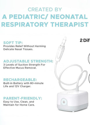 Happy Breathing Baby Nasal Aspirator, Hospital Grade Electric Nose Sucker for Newborns, Infants & Toddlers, 3 Suction Levels, Rechargeable Mucus Remover for Congestion, Soft Silicone Tips & Case