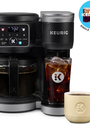 Keurig K-Duo Hot & Iced Single Serve & Carafe Coffee Maker, MultiStream Technology, 72oz Reservoir (Gen 2) | Multistream Tech, Brews K-Cup Pods and Grounds, Brew-over-Ice, Strong and Extra Hot, 6-12 Oz Cups, 6-12 Cup Carafe