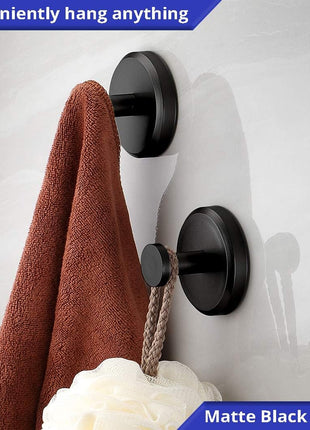 HOME SO Suction Cup Hooks for Shower & Bathroom Towel Holder 2-Pack – Suction Cups Hooks for Hanging Towels, Robes, & Coats - Tiles, Glass Door or Mirror – Shower Hooks & Towel Hooks Organizer - Black