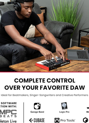 Akai Professional MPK Mini MK3 25-Key USB MIDI Keyboard Controller | Velocity-Sensitive Mini Keys, 8 MPC Pads, 8 Knobs, Software Suite Included, for Beat Makers, Music Producers and Home Studios