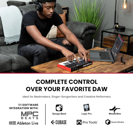 Akai Professional MPK Mini MK3 25-Key USB MIDI Keyboard Controller | Velocity-Sensitive Mini Keys, 8 MPC Pads, 8 Knobs, Software Suite Included, for Beat Makers, Music Producers and Home Studios