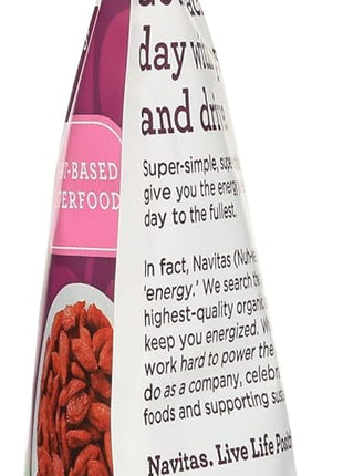 Navitas Organics Goji Berries – For Smoothies, Trail Mix, Baked Goods, Oatmeal & More – Vitamin A, Antioxidants, Fiber – Wolfberry - USDA Organic, Non GMO, Gluten Free, Vegan (8oz. Bag, 8 Servings)