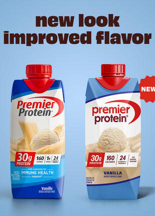 Premier Protein 30g High Protein Shake, Vanilla, 12 Pack | 160 Calories, 24 Vitamins & Minerals, No Added Sugar, Supports Muscle Health, Gluten-Free, 11 oz