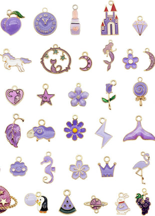 30pcs Mixed Enamel Charms Pendants for Jewelry Making Bulk lot Necklace Earrings Bracelet Craft Findings