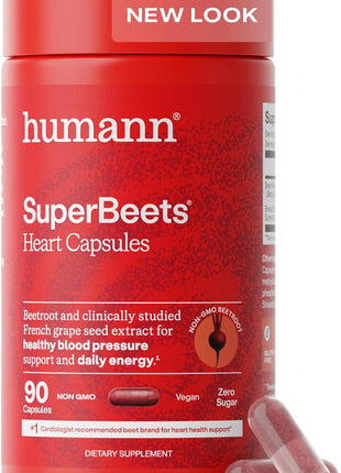 HumanN SuperBeets Beet Root Capsules Quick Release 1000mg, Helps Support Nitric Oxide Production, Blood Pressure, Heart Health, Contains Non GMO Beetroot Powder, Studied Antioxidants 90 Count