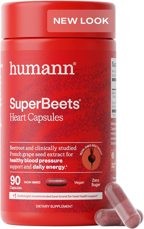HumanN SuperBeets Beet Root Capsules Quick Release 1000mg, Helps Support Nitric Oxide Production, Blood Pressure, Heart Health, Contains Non GMO Beetroot Powder, Studied Antioxidants 90 Count