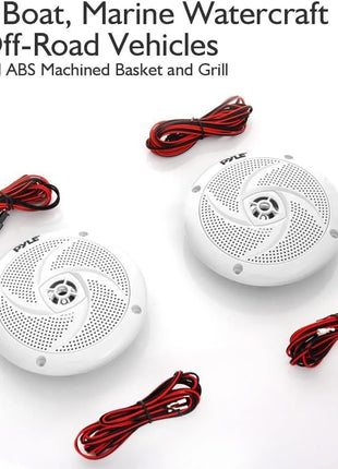 Pyle Marine Speakers - 5.25 Inch 2 Way Waterproof and Weather Resistant Outdoor Audio Stereo Sound System with LED Lights, 180 Watt Power and Low Profile Slim Style - 1 Pair - PLMRS53WL