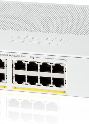 Cisco Catalyst 1200-16P-2G Smart Switch, 16 Port GE, PoE, 2x1GE SFP, Limited Lifetime Protection (C1200-16P-2G)