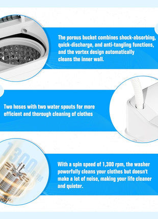 Pataku Portable Washing Machine, 17.6 Lbs Compact Mini Washer and Dryer Combo,Twin Tub Laundry Washer with Spin Cycle, Soaking Function Ideal for Apartment, Dorms, RVs Camping, Grey