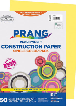 Prang (Formerly SunWorks) Construction Paper, Yellow, 9 inch x 12 inch, 50 Sheets
