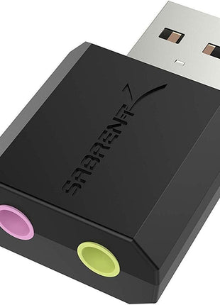 SABRENT USB External Stereo Sound Card Adapter, Plug & Play (AU-MMSA) | USB audio adapter; no drivers needed; for Windows & Mac; 3.5mm headphone & mic jacks; usb to 3.5mm jack audio adapter