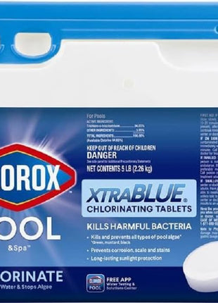 Clorox Pool&Spa XTRABLUE 3 inch Chlorinating Tablets, Individually Wrapped, Kills Bacteria & Stops Algae (5 LB)