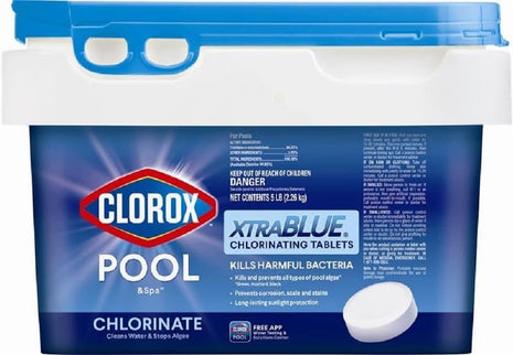 Clorox Pool&Spa XTRABLUE 3 inch Chlorinating Tablets, Individually Wrapped, Kills Bacteria & Stops Algae (5 LB)