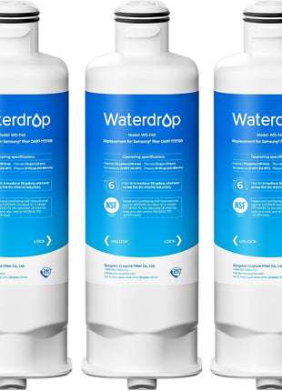 Waterdrop DA97-17376B Replacement for Samsung® HAF-QIN/EXP, DA97-08006C, RF28R7201SR, RF28R7351SG, WD-F45, Refrigerator Water Filter, 3 Filters