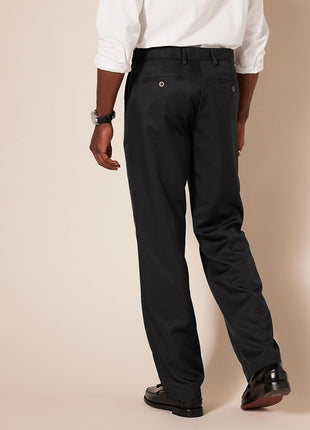 Amazon Essentials Men's Classic-Fit Expandable-Waist Flat-Front Dress Pant, Black, 38W x 32L