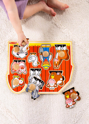 Melissa & Doug Farm Animals Jumbo Knob Wooden Peg Puzzle