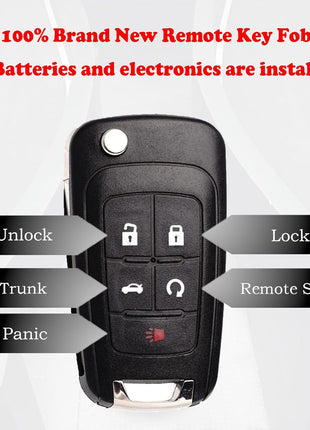 MechanMagic Flip Key Fob Replacement Fits for Chevy Equinox Camaro 2010-2019 Cruze Malibu Impala Sonic GMC Terrain Buick Lacrosse Regal Verano Encore Keyless Entry Remote Control 2 Sets