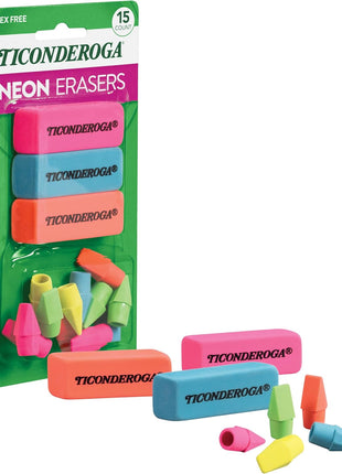 Ticonderoga Dixon Office & School Eraser Combination Set, 15 Eraser Multi-Pack, Multicolored (38931)
