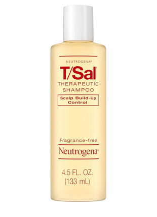 Neutrogena T/Sal Therapeutic Dandruff Shampoo, Scalp Build-Up Control, 3% Salicylic Acid, Scalp Psoriasis Treatment, Seborrheic Dermatitis Shampoo, Clears & Controls Flakes, Fragrance Free, 4.5 fl oz