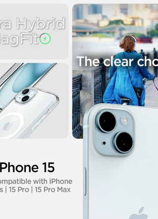 Spigen for iPhone 15 Case, Ultra Hybrid MagFit [Anti-Yellowing] [Compatible with Magsafe] - Clear