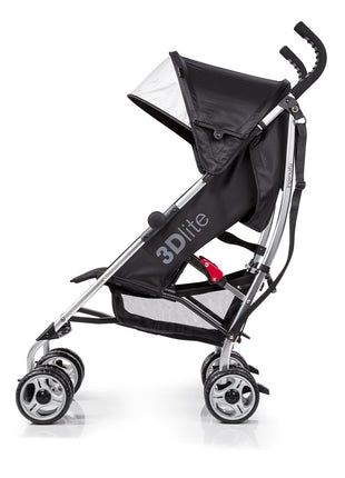 Bright Starts 3Dlite Convenience Stroller, Black - Lightweight Stroller, Large Seat Area, Mesh Siding, 4 Position Recline, Extra Large Storage Basket, Infant Stroller for Travel