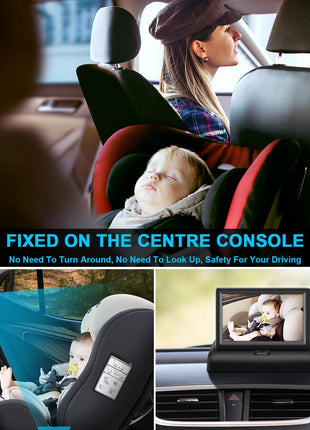 Baby Car Mirror with 4.3'' HD Night Vision Function Display, Safety Car Seat Camera with Wide Crystal Clear View, Easily Observe The Baby's Move(Not USB)