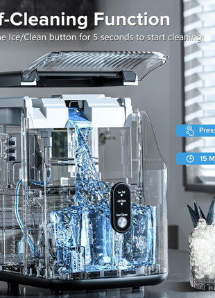 Nugget Ice Maker Countertop,34lbs/24H Portable Ice Machine with Crushed Ice | Self-Cleaning, One-Click Operation for Home, Kitchen, Office Use, Silver