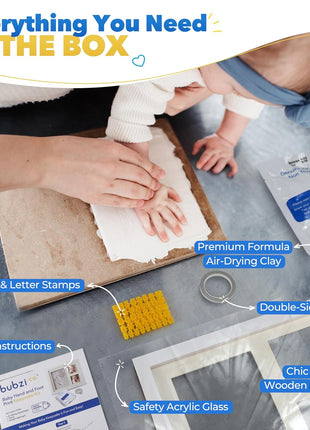 Baby Hand & Footprint Kit, Clay Handprint Keepsake Frame, Newborn Nursery Picture Frames, Hand Print Mold Kit, Personalized New Mom Gifts for Baby Shower & Registry (Fresh White)