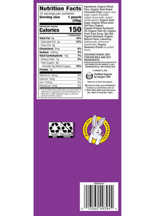 Annie's Organic Chocolate Chip Cookie Bites, 10 Pouches, 10.5 oz