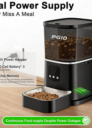 Automatic Cat Feeder with 4K Camera,2.4G Auto Dog Feeder w Night Vision,Pet Feeder w2-Way Audio,Timed Cat Feeders for Dry Food,Dogs Food Dispenser w APP Control 5L