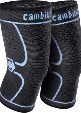 CAMBIVO 2 Pack Knee Braces for Women & Men, Knee Compression Sleeves for Knee Pain Relief, Knee Support with Non-Slip Silicone, Breathable, for Running, Workout, Weightlifting & Daily Use, Arthritis Support (Black, Medium)
