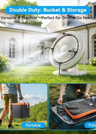 Ausic Portable Misting Systems, Outdoor Water Cooling Misters Set with 6000mAh Water Pump, 20L Bucket, 26FT (8M) Hose, 10*Clips/Ties for Sports/Patio/Umbrella/Pasture/Greenhouse/Canopy/Camping