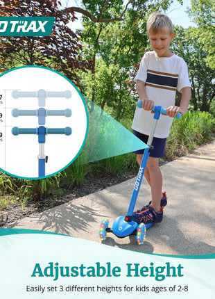 Gotrax KS1 Kids Kick Scooter, 3 Wheels for Boys & Girls 2-8, Gifts | LED Light-Up Wheels, 3 Adjustable Handlebar, Easy Assembly, Lightweight, Wide Anti-Slip Deck, Lean to Steer, Max Load 110 lbs
