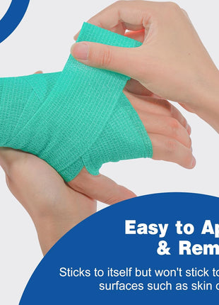 AZEN 16 Pack Self Adhesive Bandage Wrap, 2 inch X 5 Yards Elastic Cohesive Bandage Wrap, Color Athletic Tape, Vet Wrap, Ankle Tape