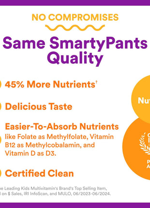 SmartyPants Toddler Multivitamin Gummies, Omega 3 (DHA/EPA), Vitamins D3, C, Vitamin B12, B6, A, K & Zinc, Biotin, Gluten Free, Three Fruit Flavors, 60 Count (30 Day Supply)