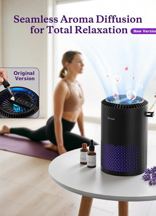 AROEVE Air Purifiers for Bedroom with Sleep Mode Speed Control-MK01A(Black) | Energy Star Efficiency, Meet Global Recycled Standard, 360-Degree Air Inlets, 22dB Noise Level, Aromatherapy Function