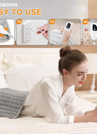 Heating Pad,Heated Blanket,Heating Pad for Back Neck,Grey,24x12 Inch | Electric Heating Pad,Dry/Moist Heat Heating Pads,Heating Pads for Shoulder,Abdomen,Heat Pad for Women Men,Birthday Gift