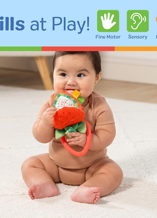 Melissa & Doug Peek-a-Boo Berry Take-Along Toy with Teether, Clip-On Stroller Toy for Baby Ages 12m+