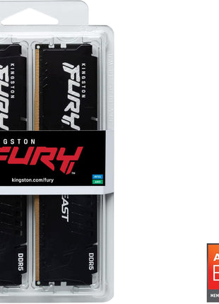 Kingston Fury Beast 64GB (2x32GB) 6000MT/s DDR5 CL36 Desktop Memory | AMD Expo | Kit of 2 | KF560C36BBE2K2-64