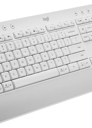 Logitech Signature K650 Comfort Full-Size Wireless Keyboard with Wrist Rest, BLE Bluetooth or Logi Bolt USB Receiver, Deep-Cushioned Keys, Numpad, Compatible with Most OS/PC/Window/Mac - Off White